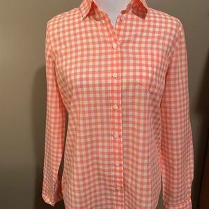 JCrew coral gingham check shirt